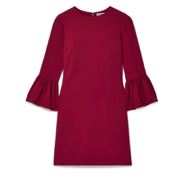 Alice + Olivia Coley Crewneck Ruffle-Sleeve Short Dress In Claret New Size 8 - Picture 2 of 8